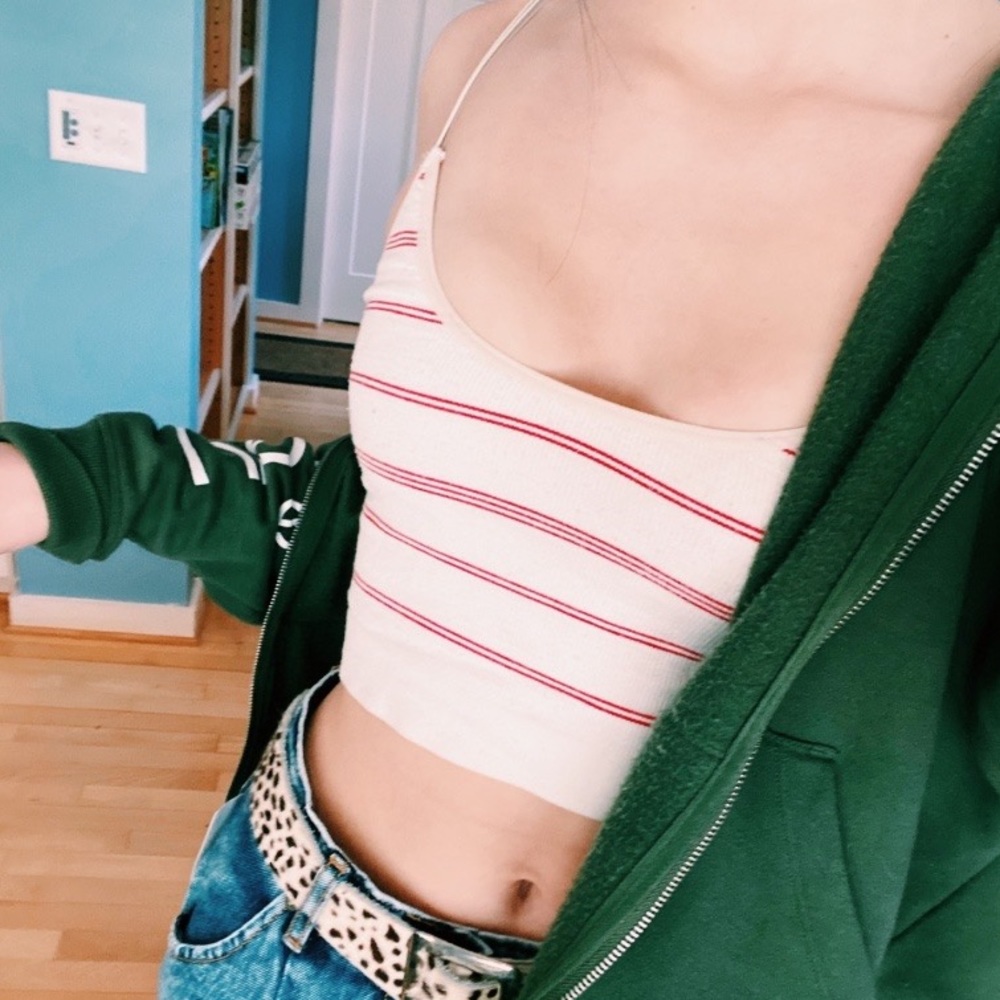 Urban outfitters red and white striped crop top